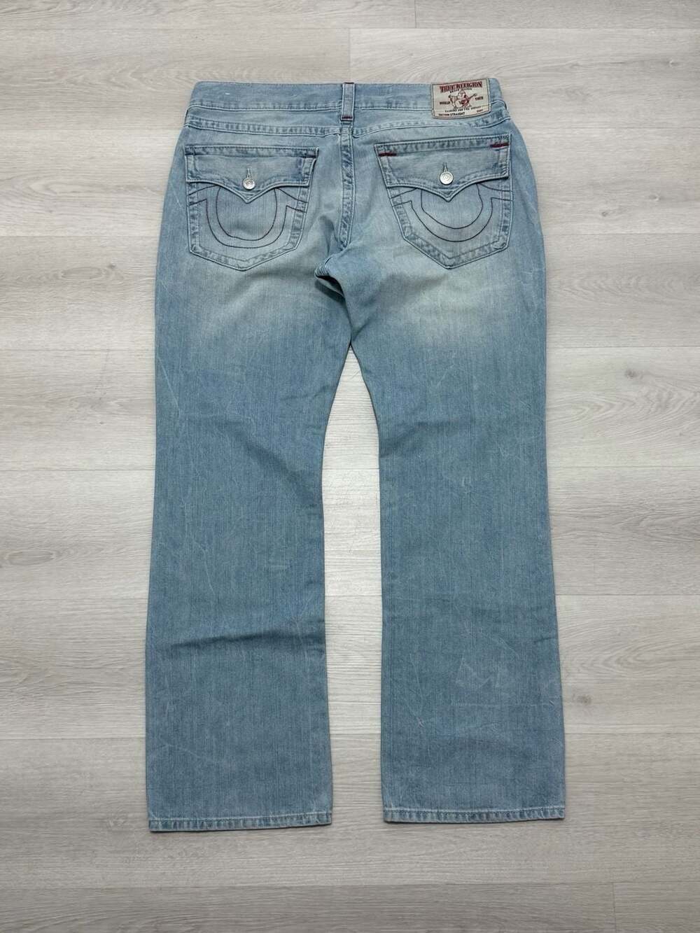 True Religion Ricky Straight Flap Pocket Blue Light Wash Size 38